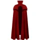 Dark Red Stand-up Collar Cloak With Chinese Knot Buttons