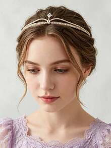 Girls Crown Hair Accessory Rhinestone Metal Tiara Girls Performance Dress Matching Headpiece Princess Dress Crown - Gold - View 1