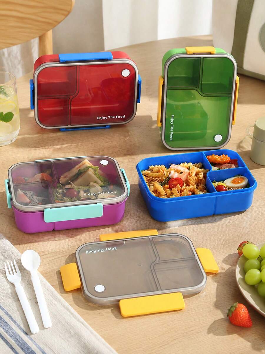 Compartment Bento Box With Utensils, Large Capacity Lunch Box, Sealed Leak-Proof Meal Container, Microwave Portable Lunch Box For Students And Office Workers