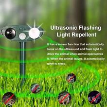Solar Powered Ultrasonic Cat Repellent, Garden Animal Repellent With Flashing Light, Motion Sensor, Waterproof Insect Repellent For Dogs, Cats And Birds. - Green - View 4