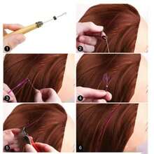 Clips para extensiones de cabello sin costuras, anillos para extensiones de cabello, extensión de rastas, herramientas invisibles para extensiones de cabello, anillos para extensiones de cabello sin costuras - Marrón oscuro - Ver 4