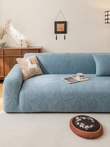 1pc Jacquard Sofa Cover, Plush Velvet Multifunctional Full Coverage Sofa Protector, Holiday Decor Stretch Fitted Sofa Slipcover, Suitable For 1/2/3/4 Seater Combination Sofa And Straight Sofa - Blue - View 5
