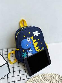 Cartoon Unicorn Teenager Backpack Nylon Printed Small School Bag - Black Dinosaur - View 3