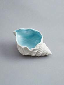 1pc Ceramic Seashell, Starfish, Clam Tray, Blue Creative Storage Bowl Dish, Jewelry Organizer Tray, Candy Container, Entryway, Tabletop Decor, Birthday, Home, Party, Back To School, Graduation Gift - Blue - View 12