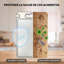 2 IN 1 Tabla de Cortar de Acero Inoxidable, Tablas para Picar Cocina de Doble Cara, Inoxidable 304 y Paja de Trigo PP sin BPA, con Afilador de cuchillos, Fcil de Limpiar, Apto para Lavavajillas - Plata 1 unidad - Ver 2