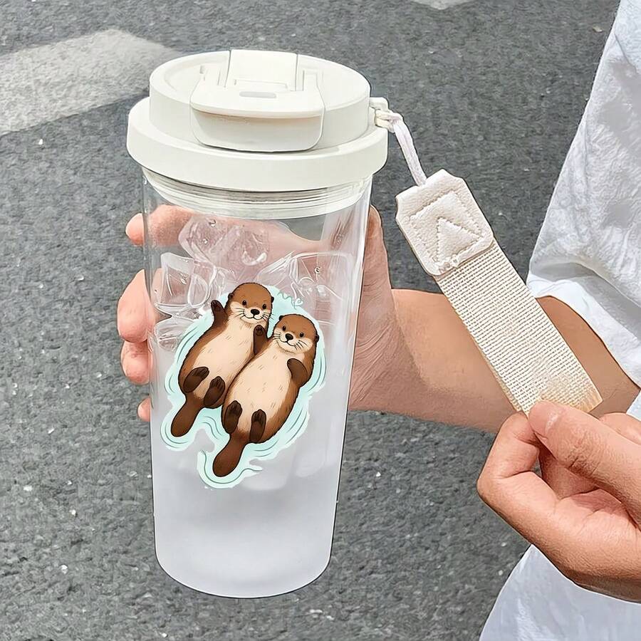 1/5個 17盎司透明可見水獺旅行保溫杯,配多功能防漏蓋、雙用吸管與飲用蓋,耐熱防摔附掛繩,戶外/車用/露營水瓶,動物愛好者的精美禮物 - 水獺 - 查看 1