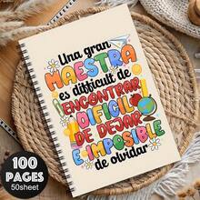 1pc Spanish Thank You Teacher Notebook - Bilingual English/Spanish Classroom, Office, Travel Journal - Spiral Bound Planner With Teacher Appreciation Message - Gift For Educators, Students, Professionals - School, , Work Organizer - Lightweight Paper - E - View 4