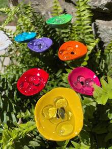 5pcs/Set New Bee Watering Station, Bee & Butterfly Water Feeder, Hummingbird Drinking Cup, Bee & Insect Watering Cup, Suitable For Outdoor, Garden, Balcony, Flower Pot, Creative Garden Decoration, Practical Gardening Tool - Multicolor - View 1