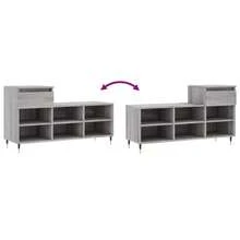 Schuhregal Grau Sonoma 102x36x60 cm Holzwerkstoff - Grau - Übersicht 7