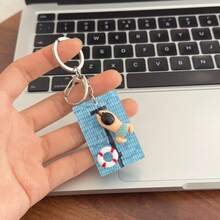 Creative Swimming Pool Keychain Cute Cartoon Girl Boy Float Board Pendant Backpack Swimming Pool Small Gift - Multicolor - View 11