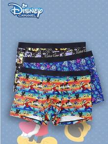 3PCS Disney Cartoon Print Men's Underwear With A Comfortable Elastic Waistband, Soft And Snug Fit, Suitable For Daily Wear, Men's Boxers - Multicolor - View 1