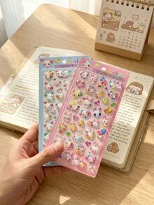 1 Conjunto de Adesivos Decorativos de Telefone com Animais Fofos, Pinguim, Peixe, Hamster, Concha, Glitter 3D Tremendo, Perfeito para Acessórios de Capas de Telefone - Multicolorido - Visão 6