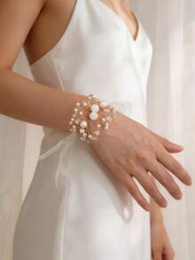 5 Stücke/1 Stück Vintage Elegantes Perlen-Kristall-Handgelenk-Corsage Braut-Hochzeits-Accessoire - Verschiedenfarbig - Übersicht 1