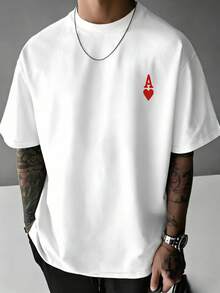 Classic Red Heart A Creative Logo Design,Simple Yet Eye-Catching,Full Of American Street Style.The Loose And Comfortable Fit Is Suitable For All Body Types,Breathable And Skin-Friendly Fabric Is Very Suitable For Summer Wear,Cool And Not Stuffy.Easy To Wear - 白色 - 查看 1