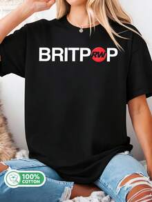 Robby Williams Britpop Graphic Cotton T-Shirt, Unisex, Summer Music Tee - Black - View 1