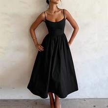 Vestido Maxi Drapeado Atemporal - Silueta Refinada & Textura Fluida - Negro - Ver 2