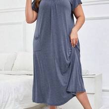 YijiaNvz  Vestido de noche holgado y transpirable de talla grande, vestido largo - Rosa Fucsia - Ver 4