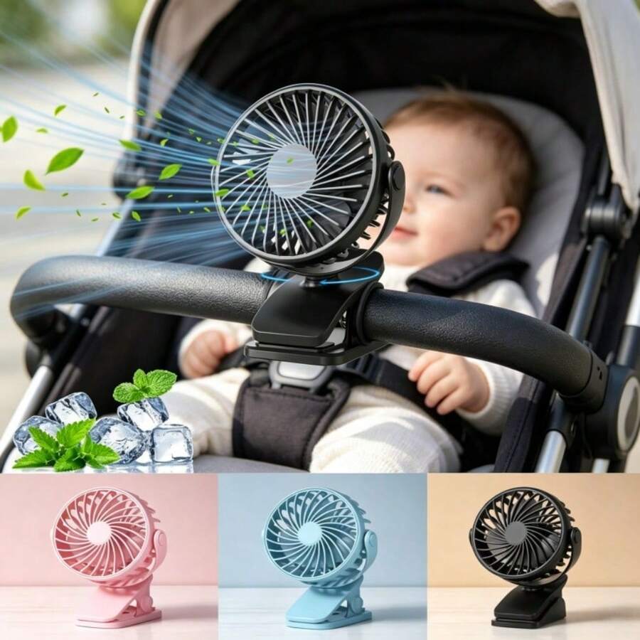 Portable Clip On Fan Rechargeables 720 ° Adjustable With LED Lights Small Desk Fan, Small Powerful 3 Speed Quiet, USB Rechargeable Mini Personal Cooling Fan For Desk Table Home Office Stroller Camping Women Gifts - New 2 - View 1