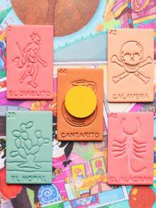1/5pcs Mexican Colorful Bingo Game Card Shaped Handmade Clay Cutting Mold, Suitable For DIY Statement Earrings - White - View 5