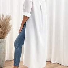 ghadjgyjad Shapeblank Vestido camisa de talla grande para otoño, conjunto de ropa de mujer para otoño con vestido camisa de manga larga, blusa de otoño para mujer, camisas con botones para mujer de estilo informal y formal, camisas con cuello para mujer para uso en la oficina, blusas de manga larga para mujer, disfraces calados - Negro01 - Ver 3