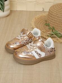 1 par de zapatos deportivos para niñas y niños, otoño, nueva moda, de caña baja, con cierre de gancho y bucle, estilo princesa, zapatos para bebé - Naranja Quemada - Ver 3