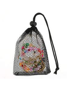 12pcs Black Mesh Drawstring Bags, Portable Storage Bags, For Snacks, Candy, Jewelry, Cosmetics & Small Accessories. - Black - View 6
