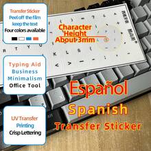 1 pieza Pegatina con diseño de teclado en español, pegatina autoadhesiva resistente a los arañazos y sin residuos para teclas, marcador de teclas en relieve impermeable, apto para portátil y de escritorio, removible y fácil de aplicar, multicolor para oficina, estudio y aprendizaje de idiomas - Ver 1