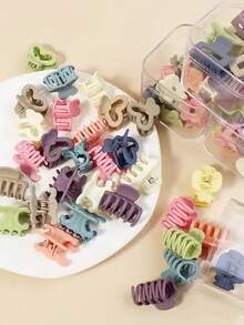 50/30/10/Pcs/Set Mini Candy Color Mini Hair Claw, Macaron Gentle Color Palette, Pink, Blue, Yellow, White, Light Purple, All Low Saturation Color Series Hair Accessories, Soft And Sweet Girl Style, Suitable For Sweet Style, Korean Style, Daily Commute Style, Easy To Match For Atmosphere - Suitable For Girls And Teenagers, Daily, School, Party, Photography, Etc. - Multicolor - View 6