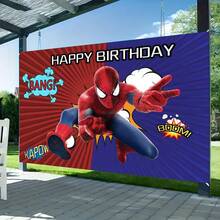 1pcs M Arvel S Pider-Man Happy Birthday Backdrop City Night Superhero Party Background Anime Theme Photography Prop Boy Bedroom Bedside Wall Tapestry Yard Outdoor Gathering Wall Hanging Decor Geek Fan Room Decoration Supplies - A - Xem 3