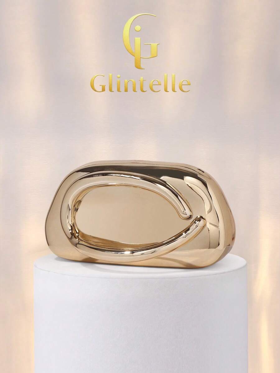 Túi xách cầm tay Glintelle thời trang nữ kiểu retro bằng acrylic, thiết kế hình hộp với chi tiết kim loại trang trí và dây đeo xích kim loại có thể tháo rời, phù hợp cho đám cưới, tiệc tùng, dạ hội, hộp đêm, các dịp trang trọng, dự tiệc, ví đựng tiền. - Vàng - Xem 1