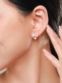 1 Paar schöne Creolen-Ohrringe mit kubischen Zirkonia für Teenager, geeignet für den täglichen Gebrauch, Partyschmuck oder als Geburtstagsgeschenk - Silber - Übersicht 5