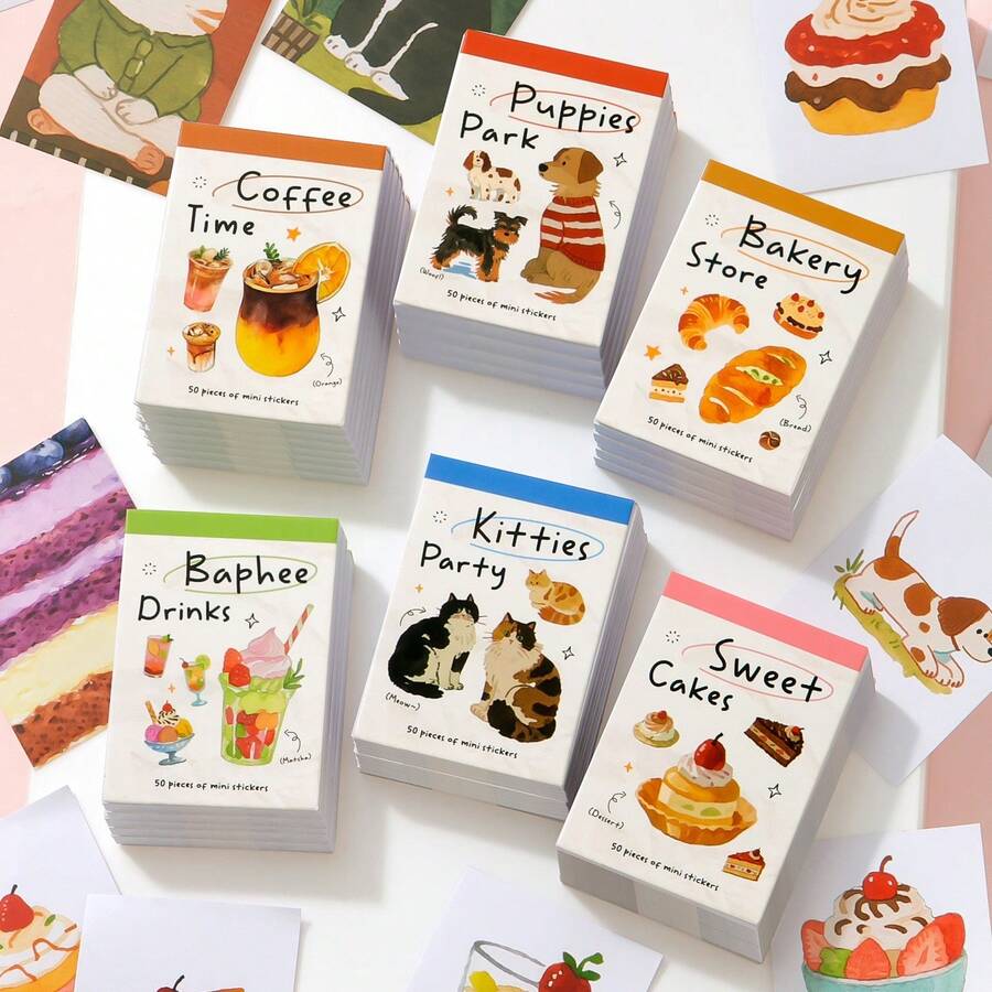 50pcs/Pack Copper Foil Paper Stickers, Scrapbook Supplies & Journal Decoration, Notebook Collage Materials, Planner DIY Decorative Stickers, Stationery Office Supplies, Planner Collage Accessories, Party Decoration Supplies - Sticker Book - View 1