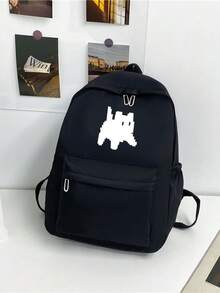 1pc Solid Color Fashionable Backpack, Large Capacity Casual Commuter Backpack Suitable For Men,Y2k - Black - View 4