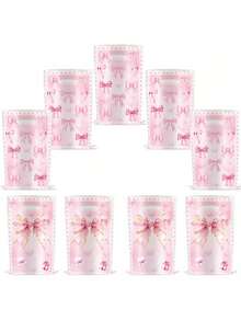 1/10/20pcs Pink Bow Gift Bags, Pink Bow Party Favor Bags, Pink Princess Gift Bags, Birthday Party Decorations, Pink Princess Bow Theme Party Supplies - Multicolor - View 3
