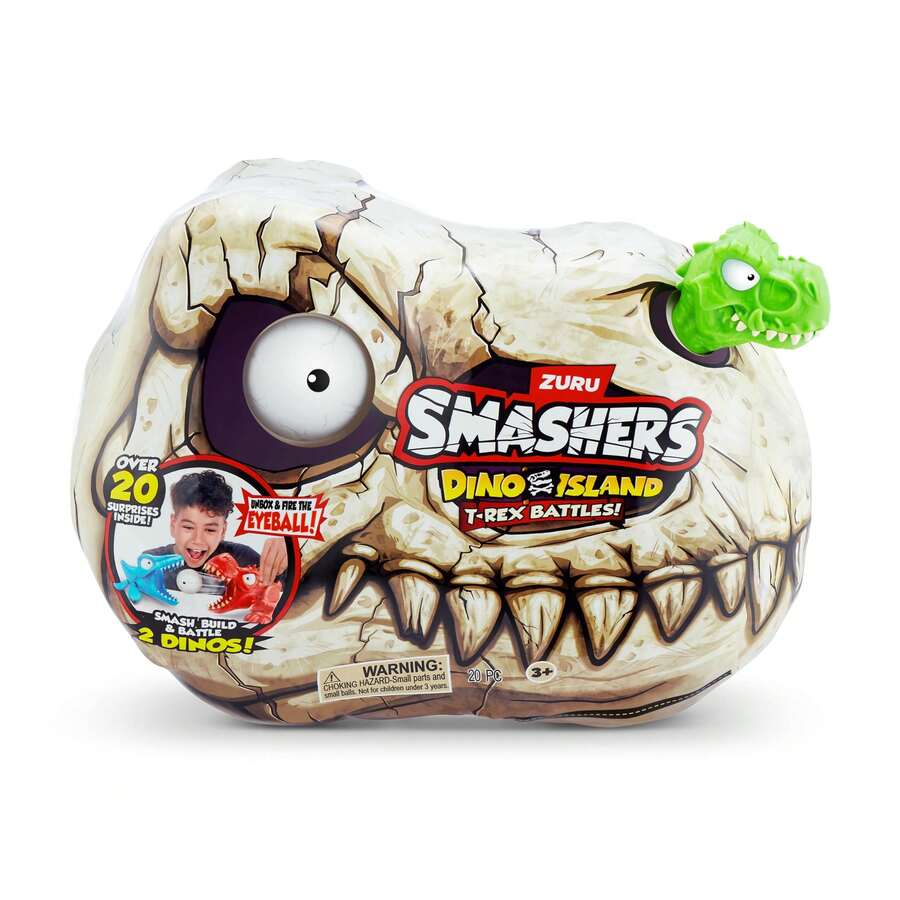 ZURU Smashers 恐龍島迷你暴龍對戰遊戲組 男孩恐龍對戰玩具 可射擊發射 收藏驚喜開箱骷髏 (隨機) - 彩色 - 查看 1