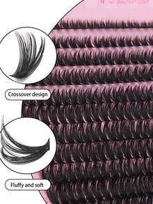 280 Stücke Crossover Wimperncluster, Kunstnerz D-Locke Einzelwimpern, 8-16mm gemischte Länge, ultraweiche leichte knotenfreie Fasern, tierversuchsfrei, einfach anzubringende wiederverwendbare DIY-Wimpern für Heimverlängerung - D - Übersicht 3