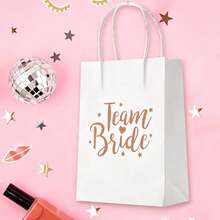 Túi quà màu vàng hồng 27*21*11cm, túi tote giấy Kraft cho cô dâu và phù dâu trong đám cưới, phong cách tươi mới. - Xem 3