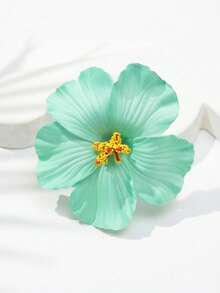 1pc Hawaiian Plumeria Hibiscus Flower Hair Clip For Women, Elegant Bohemian Style Fabric Hair Stick, Beach Vacation And Party Accessory, Claw Clip, For Her - Light Green - View 6