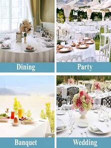 1pc Round Polyester Tablecloth, Suitable For Dining Table, Coffee Table, Tabletop Decoration, Wedding Banquet, Birthday Party, Home Decor, Outdoor - Beige - View 6