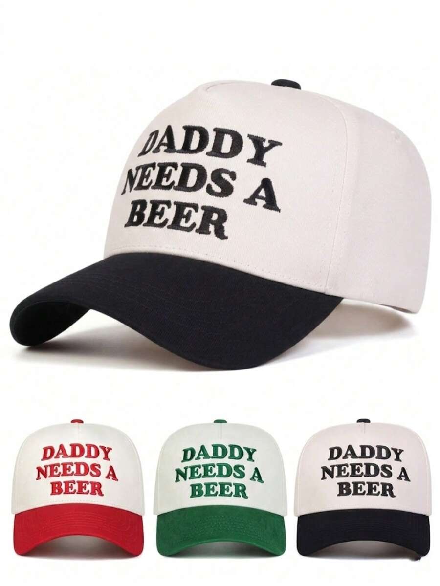 1pc Men's "Dad Needs Beer" Embroidered Trucker Hat, Personalized Letter Baseball Cap, Street Fashion Casual Hat, Suitable For Spring/Autumn, Travel, Beach Vacation, Perfect Gift For Family And Friends, Y2K Style, July 4th