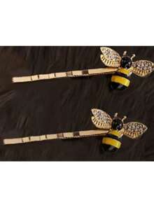2pcs/6pcs Set Cute Elegant Bee Hair Clip Set: Crystal Glazed Bee Straight Hair Clips And Bangs Clips - Hair Accessories, Suitable For Formal Occasions, Weddings And Daily Wear, Summer, Holidays, Travel, Head Accessories, Claw Clips - A - View 6
