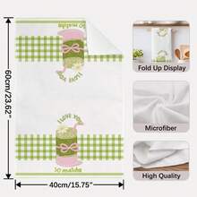 2PCS Healing Matcha Theme Cat Drink Print Microfiber Absorbent Kitchen Towels, 40*60cm Rectangular Dishcloth, Tablecloth, Hand Towel, Kitchen Decor, Neighbor Housewarming Gift, Kitchen Napkin And Dishcloth, Home Decor Gift - Green - View 4