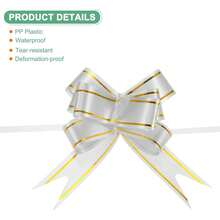3pcs Gold Edge Ribbon Bow Decor Streamers, Suitable For Wedding, Gift Box, Wedding Car, Party Decoration And DIY Gift Wrapping - One Size Fits All - View 3