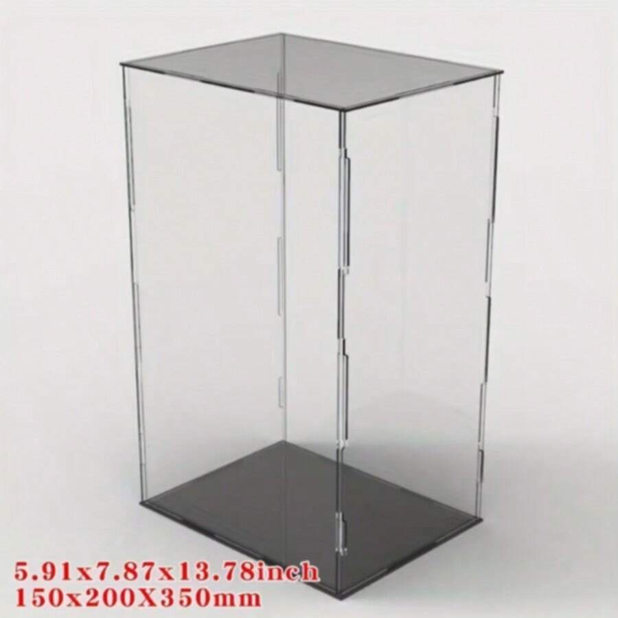 1個透明壓克力展示盒,多種尺寸,塑膠組裝防塵展示盒配磨砂黑底座,適用於動作公仔、收藏品、紀念品、雕像、模型 - A - 查看 1