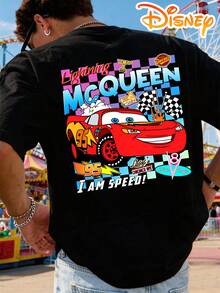 Disney T-Shirts, Lightning McQueen Checkerboard T-Shirt From The Movie Cars, American Retro Racing Print, Men's T-Shirts, Streetwear, #95 Racing T-Shirts, Everyday Wear, Theme Park Outfits, Holiday Wear, Gifts For Men, Summer Wear. - 黑色 - 查看 1