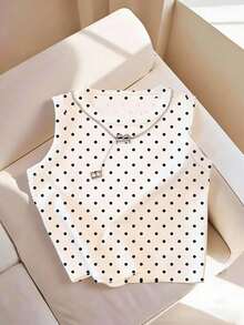 Nuevas llegadas de primavera/verano para mujer, tops de camiseta sin mangas con estampados de rayas, lunares y unicolor, un estilo versátil y ajustado que combina con todo - Multicolor 2 - Ver 1