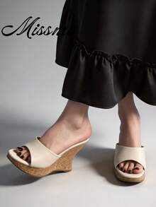 Retro Style! Women's Thick Bottom Wedge Strap Sandals, Waterproof Platform Open Toe Super High Heel Slippers For Summer Holiday - White - View 1