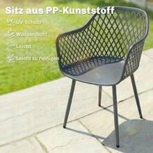 Set Of 4 UV-Resistant Plastic Garden Chairs With Armrests And Backrest, 56 X 51 X 84 Cm, Dark Grey - Dark Grey - View 6