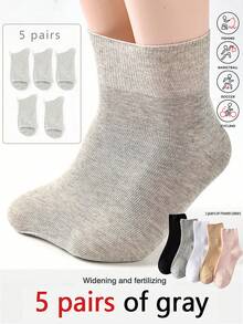 5 Pairs/Pack Extra Large Size Socks For Middle-Aged And Elderly, Loose Rim Design Suitable For Overweight And Swollen Feet, Thickened Design, Plus Size, Suitable For Spring And Autumn, Loose Maternity Socks, Middle-Aged And Elderly Socks, Spring And Summer Loose Rim Socks, New Stockings, Thin Bottom Business Socks, Mid-Calf Socks - Multicolor - View 3