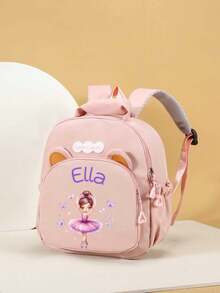 1pc Mini Back To School Personalized Bear Backpack, Versatile Casual Ballet Cartoon Girl Butterfly Print, Zipper Closure, Nylon Material, Adjustable Shoulder Strap, Hand-Carry, Suitable For School, Shopping, Daily Outings, Birthday Gift - Multicolor - View 8